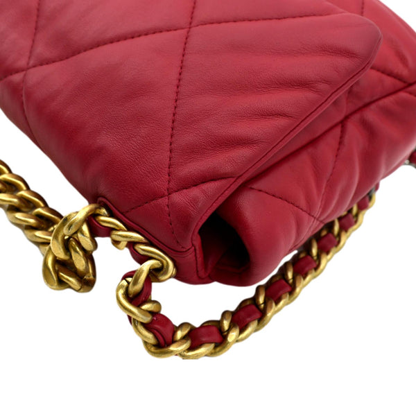 CHANEL 19 Medium Quilted Lambskin Leather Flap Shoulder Bag Red