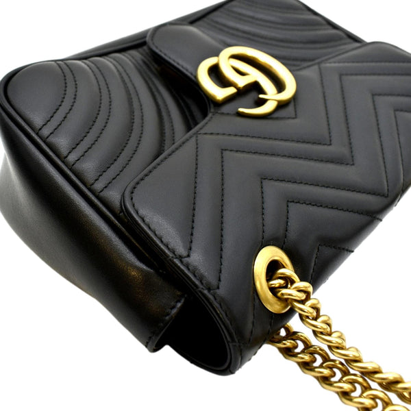 GUCCI GG Marmont Small Matelasse Leather Crossbody Bag Black 443497