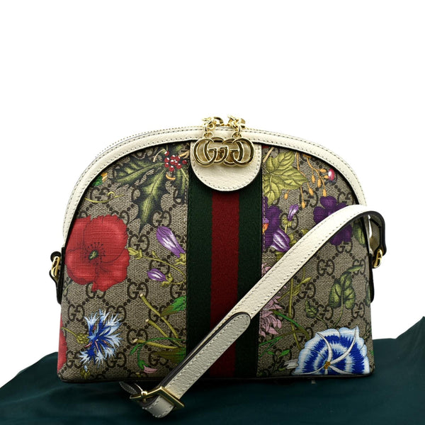 GUCCI Ophidia Flora Small Supreme Canvas Shoulder Bag Beige 499621