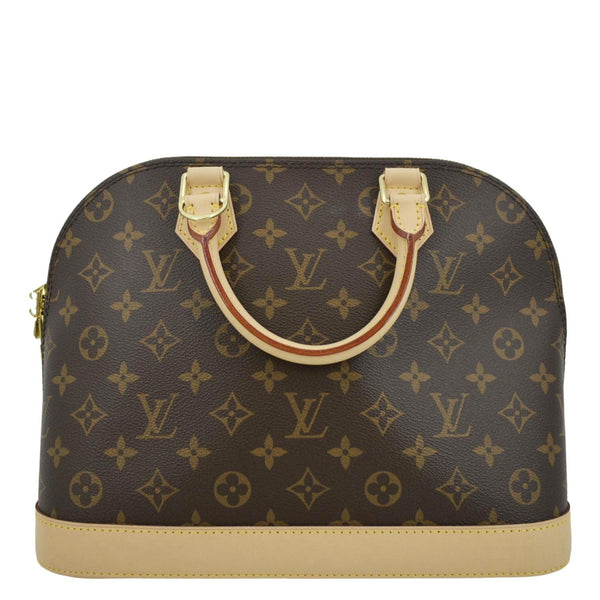 LOUIS VUITTON Alma Monogram Canvas Satchel Bag Brown