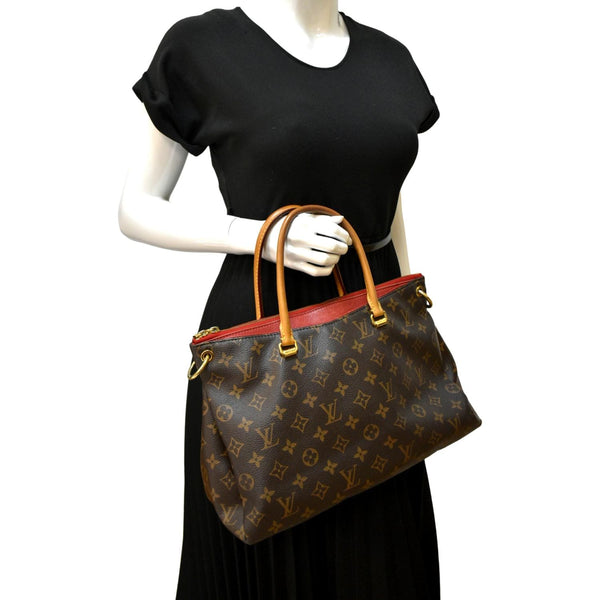 LOUIS VUITTON Pallas MM Monogram Canvas Shoulder Bag Brown