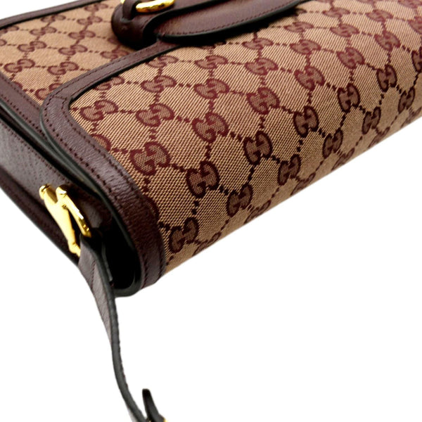 GUCCI Horsebit 1955 GG Supreme Canvas Shoulder Bag Burgundy 602204