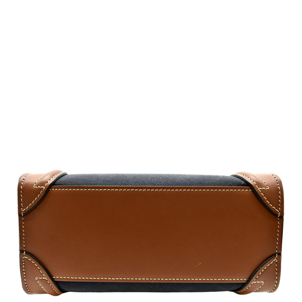 CELINE Luggage Denim Leather Tote Crossbody Bag Bicolor