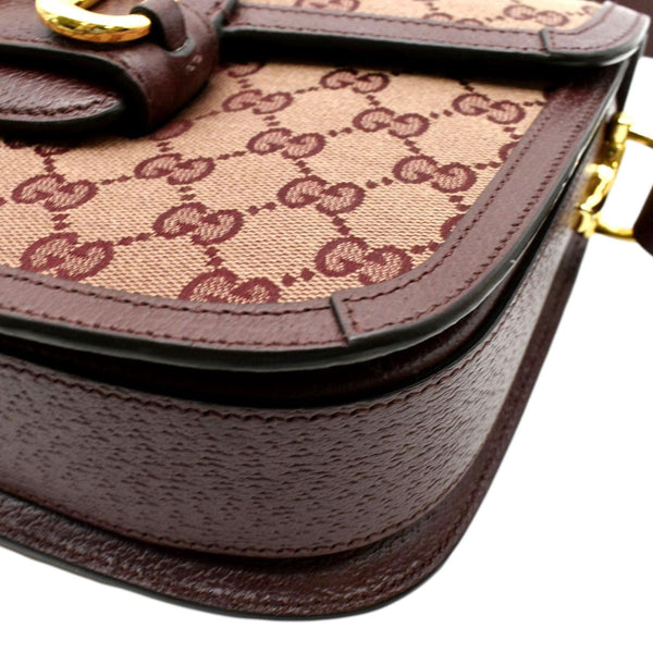 GUCCI Horsebit 1955 GG Supreme Canvas Shoulder Bag Burgundy 602204