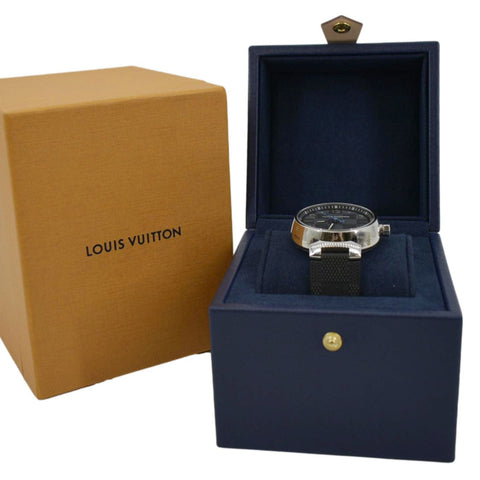 LOUIS VUITTON Icon Tambour Damier Graphite Rubber Strap Watch 41.5mm Black