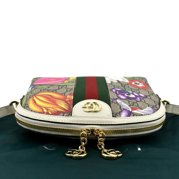 GUCCI Ophidia Flora Small Supreme Canvas Shoulder Bag Beige 499621