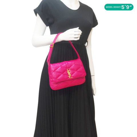 YVES SAINT LAURENT LE 57 Quilted Leather Hobo Bag Pink