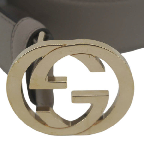 GUCCI Interlocking G Leather Belt Size 85.34 Gray 546386