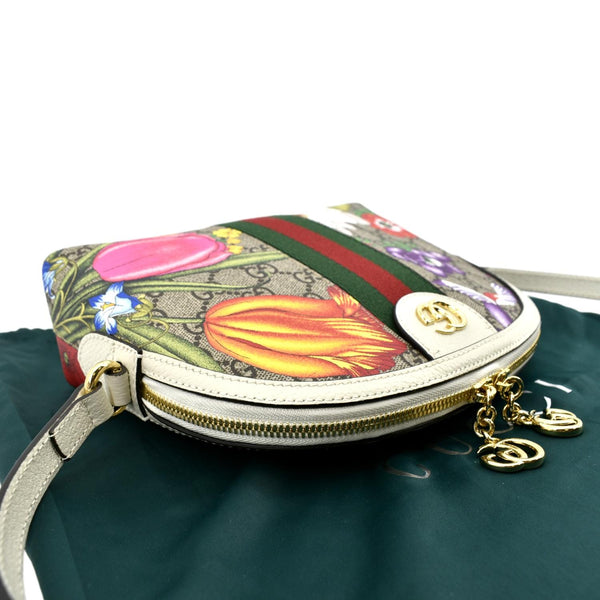 GUCCI Ophidia Flora Small Supreme Canvas Shoulder Bag Beige 499621