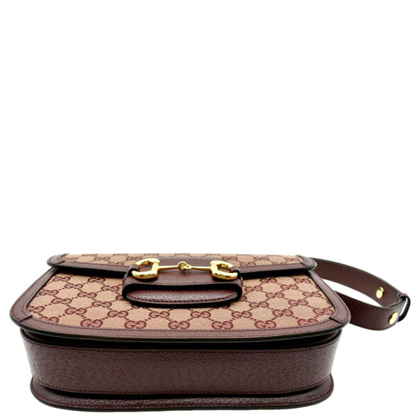 GUCCI Horsebit 1955 GG Supreme Canvas Shoulder Bag Burgundy 602204