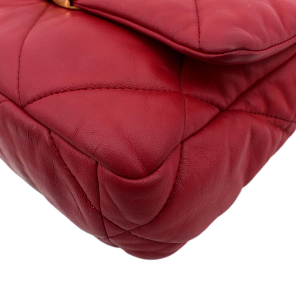 CHANEL 19 Medium Quilted Lambskin Leather Flap Shoulder Bag Red