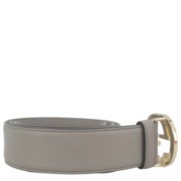 GUCCI Interlocking G Leather Belt Size 85.34 Gray 546386