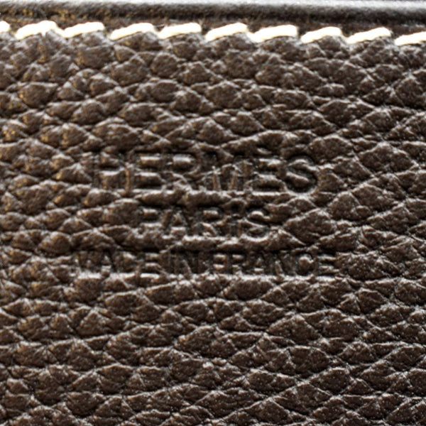 HERMES Halzan 31 Clemence Leather Crossbody Bag Etoupe