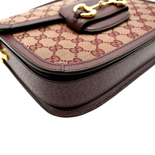 GUCCI Horsebit 1955 GG Supreme Canvas Shoulder Bag Burgundy 602204