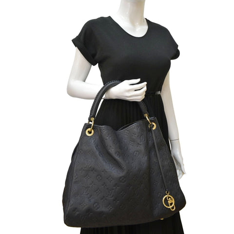 LOUIS VUITTON Artsy MM Empreinte Leather Hobo Bag Black