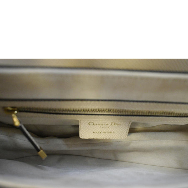 CHRISTIAN DIOR Saddle Grained Calfskin Leather Satchel Shoulder Bag Caramel Beige