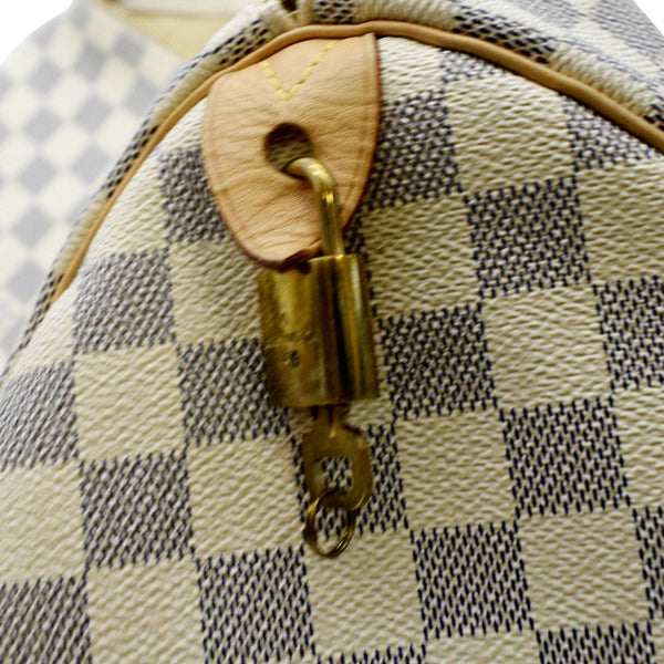 LOUIS VUITTON Speedy 35 Damier Azur Satchel Bag White