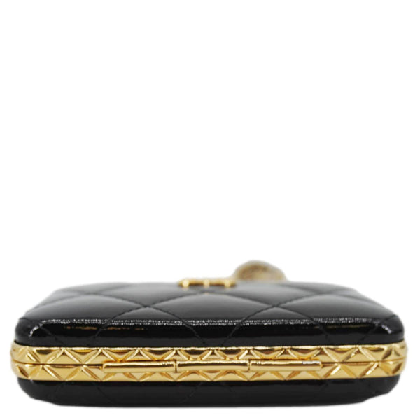 CHANEL Framed Box Mini Quilted Patent Leather Chain Clutch Bag Black