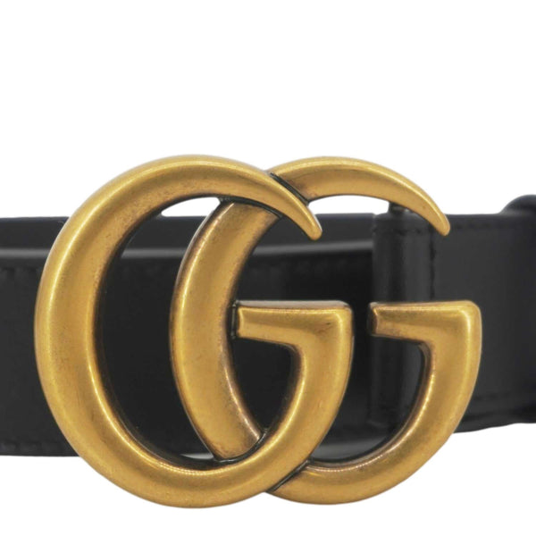 GUCCI GG Buckle Marmont Thin Leather Belt Size 90.36 Black 414516