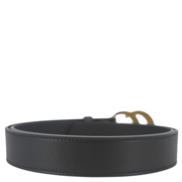 GUCCI GG Buckle Marmont Thin Leather Belt Size 90.36 Black 414516