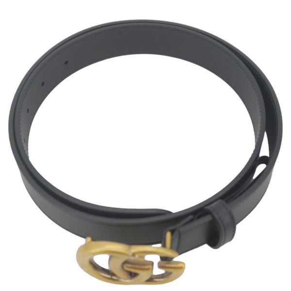 GUCCI GG Buckle Marmont Thin Leather Belt Size 90.36 Black 414516