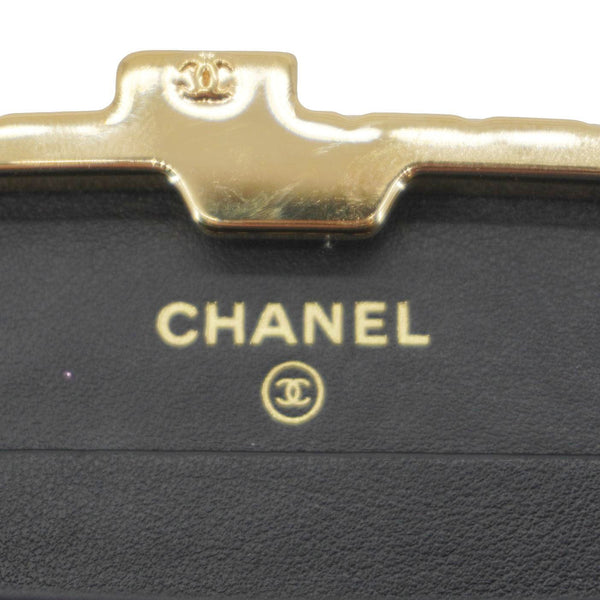 CHANEL Framed Box Mini Quilted Patent Leather Chain Clutch Bag Black