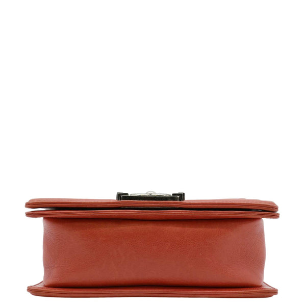 CHANEL Double Stitch Small Boy Flap Quilted Leather Shoulder Bag Red