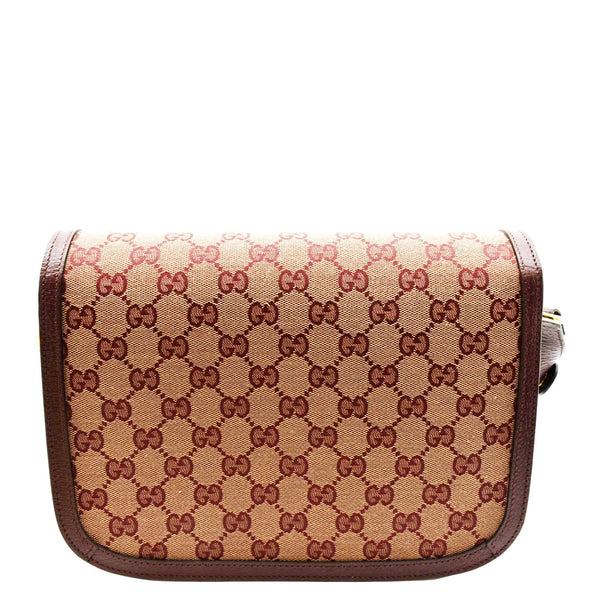 GUCCI Horsebit 1955 GG Supreme Canvas Shoulder Bag Burgundy 602204