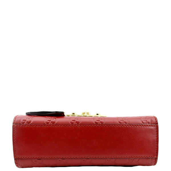 GUCCI Signature Padlock Leather Top Handle Shoulder Bag Red 409487