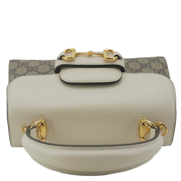 GUCCI Horsebit 1955 Small GG Supreme Canvas Top Handle Shoulder Bag Beige 703848