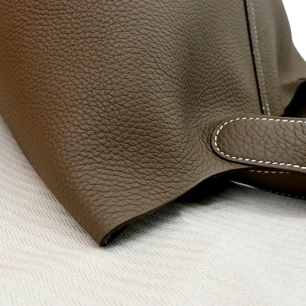 HERMES Picotin Lock 18 PM Taurillon Clemence Leather Bag Etoupe