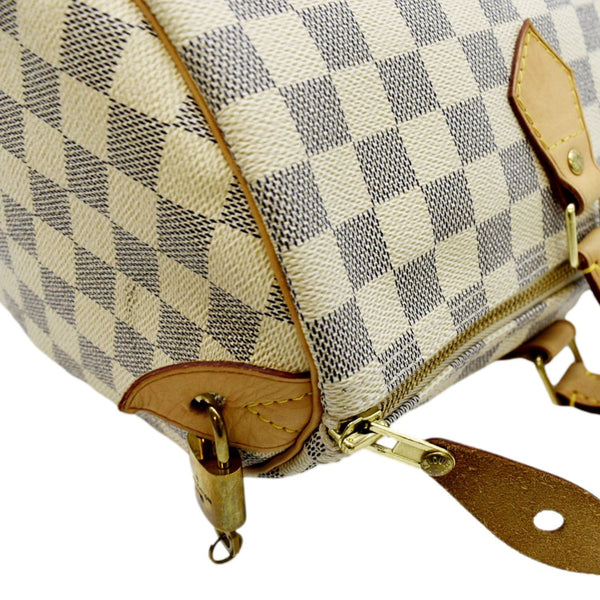 LOUIS VUITTON Speedy 35 Damier Azur Satchel Bag White