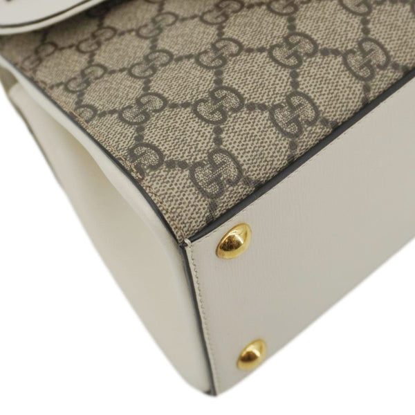GUCCI Horsebit 1955 Small GG Supreme Canvas Top Handle Shoulder Bag Beige 703848