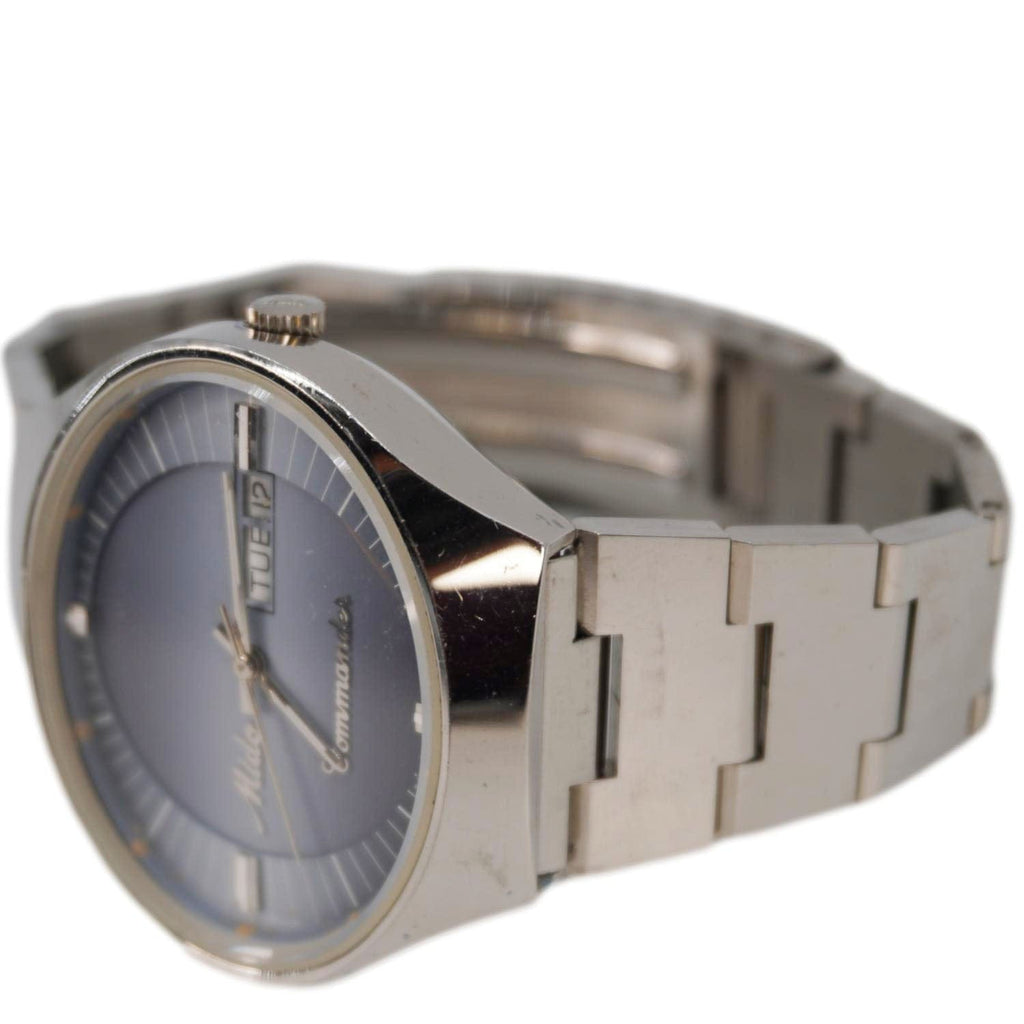 midoページ Mido Commander 1970 Day Date Men's Stainless Steel Watch Blue Grey Dia