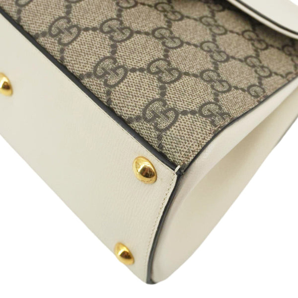 GUCCI Horsebit 1955 Small GG Supreme Canvas Top Handle Shoulder Bag Beige 703848