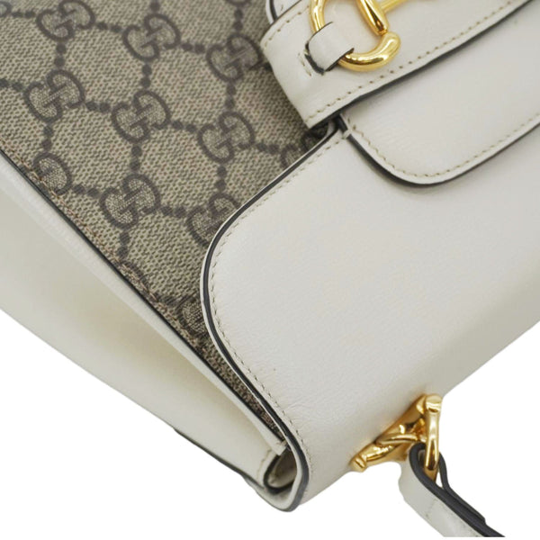 GUCCI Horsebit 1955 Small GG Supreme Canvas Top Handle Shoulder Bag Beige 703848