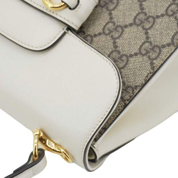 GUCCI Horsebit 1955 Small GG Supreme Canvas Top Handle Shoulder Bag Beige 703848