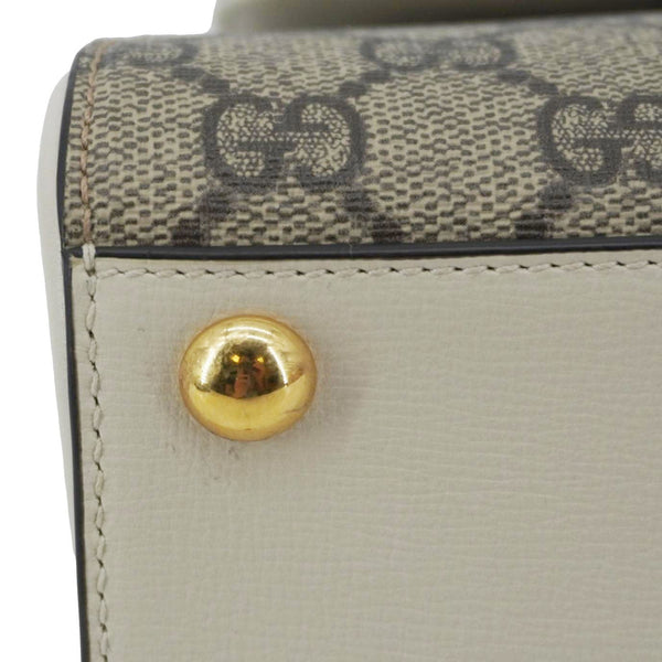 GUCCI Horsebit 1955 Small GG Supreme Canvas Top Handle Shoulder Bag Beige 703848