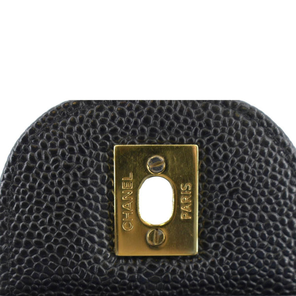 CHANEL Classic Jumbo Double Flap Quilted Caviar Leather Shoulder Bag Black