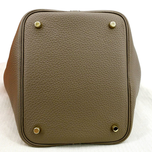 HERMES Picotin Lock 18 PM Taurillon Clemence Leather Bag Etoupe