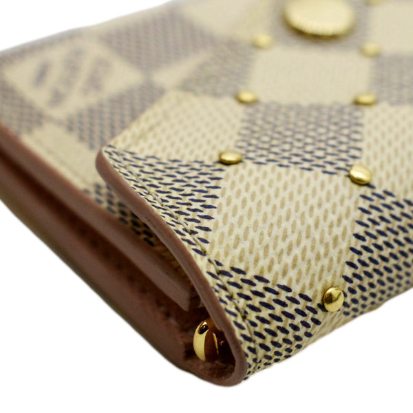 LOUIS VUITTON Studded Zoe Damier Azur Wallet White