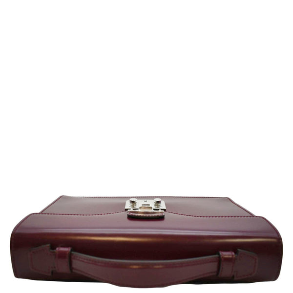 GUCCI Lady Lock Leather Top Handle Satchel Bag Purple Wine 331823