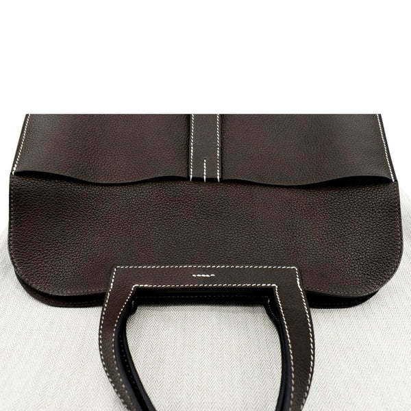 HERMES Halzan 31 Clemence Leather Crossbody Bag Etoupe