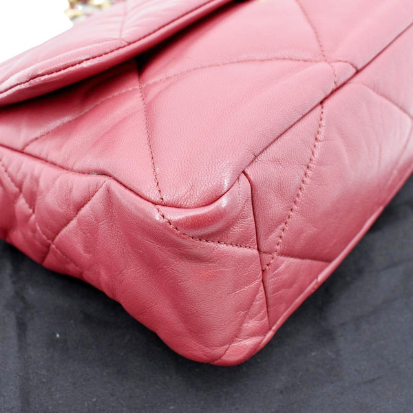 CHANEL 19 Quilted Lambskin Leather Flap Shoulder Bag Red