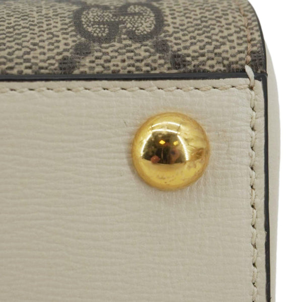 GUCCI Horsebit 1955 Small GG Supreme Canvas Top Handle Shoulder Bag Beige 703848
