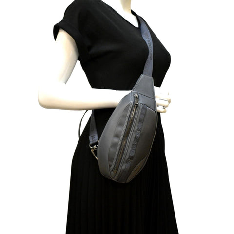 CHRISTIAN DIOR Scarab Calfskin Leather Crossbody Bag Grey