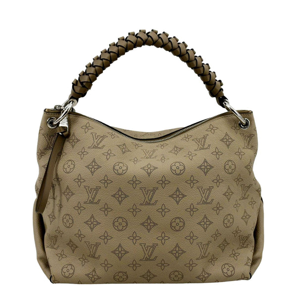 LOUIS VUITTON Beaubourg Mahina MM Leather Hobo Shoulder Bag Beige