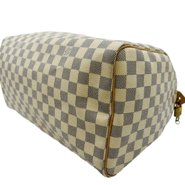 LOUIS VUITTON Speedy 35 Damier Azur Satchel Bag White