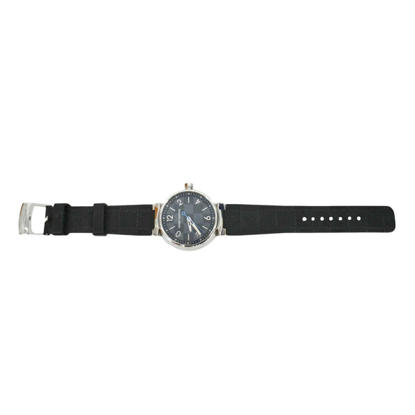 LOUIS VUITTON Icon Tambour Damier Graphite Rubber Strap Watch 41.5mm Black