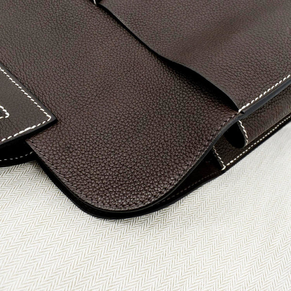 HERMES Halzan 31 Clemence Leather Crossbody Bag Etoupe